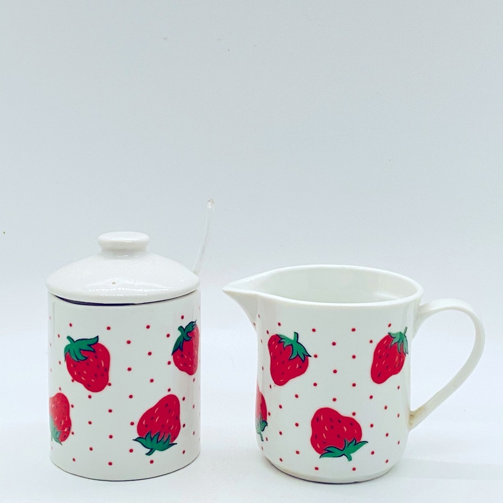 Vintage Emson Strawberry Festival Cream And Sugar Set Made In Japan